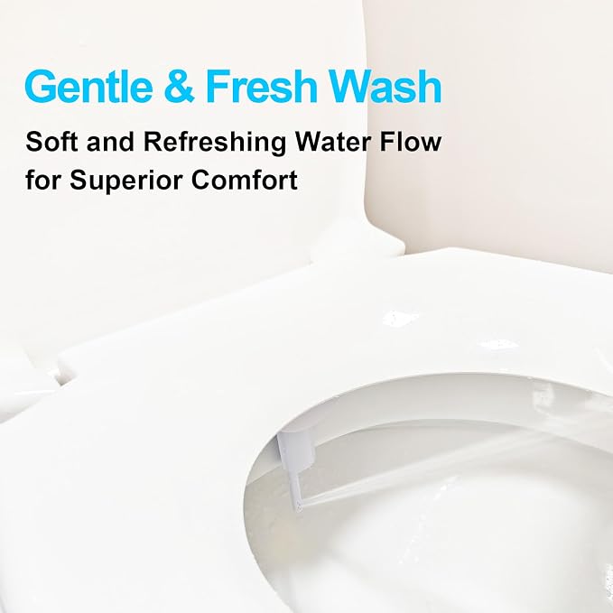 Bidet Attachment for Toilet, Non-Electric, Dual Nozzle, Self-Cleaning | Rear & Feminine Wash, Easy Install, Fits Most Standard Toilets, Not for RV Use, Includes Hose, T-Adapter & Teflon Tape