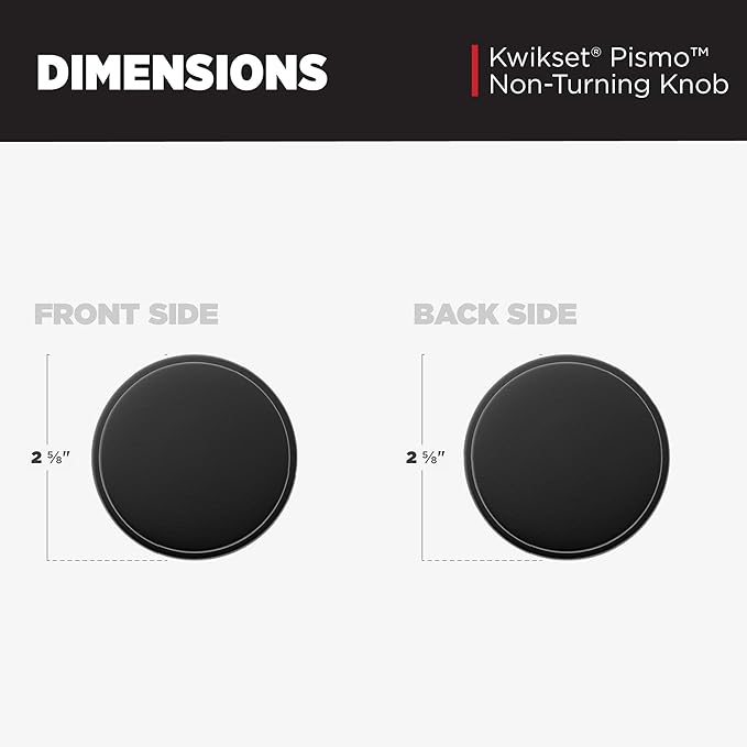 Kwikset Pismo Dummy Door Knob, Single Sided Handle for Closets, French Double Doors, and Pantry, Matte Black Non-Turning Interior Push/Pull Door Knob, with Microban Protection (Pack of 4)