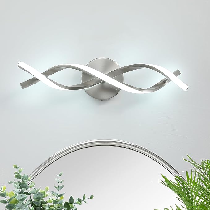 Modern Nickel LED Vanity Lighting,Bathroom Light Fixture Over Mirror,18 Inch,6000K Cool White