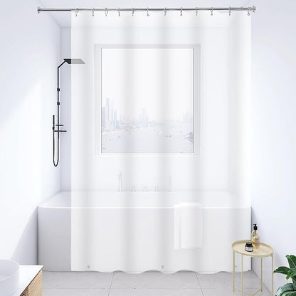 108 inch Long Frosted Shower Curtain, Super Extra-Long 9ft Shower Curtain Liners, PEVA Waterproof Patio Curtain Set with 3 Magnets 72x108”, 12 Pack Stainless Steel Hooks Included | Plastic PEVA Vinyl Waterproof Patio Curtain Set with 3 Magnets, 12 Pack...