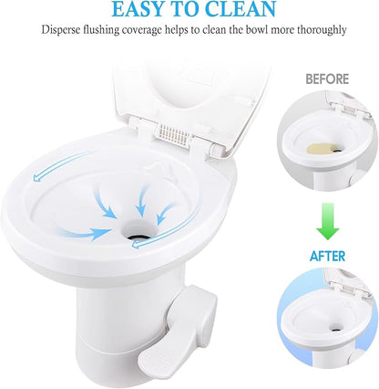 AW RV Toilet Gravity Flush Camper Toilet Elongated 20" High Profile Travel | Trailer Toilet for RV Foot Pedal Flush HDPE Motorhome Caravan Travel Trailer