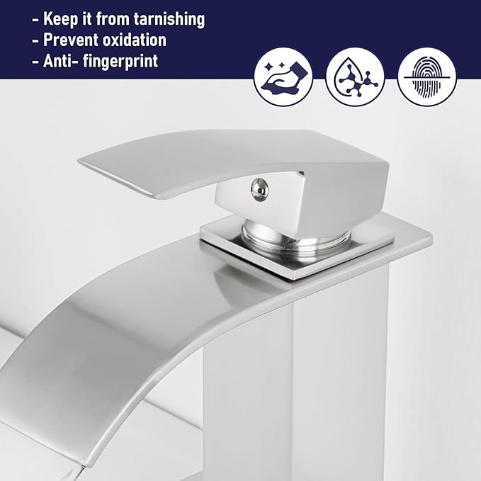 Gappo Waterfall Bathroom Faucet Brushed Nickel Single Handle Single Hole Sink Faucet Commercial