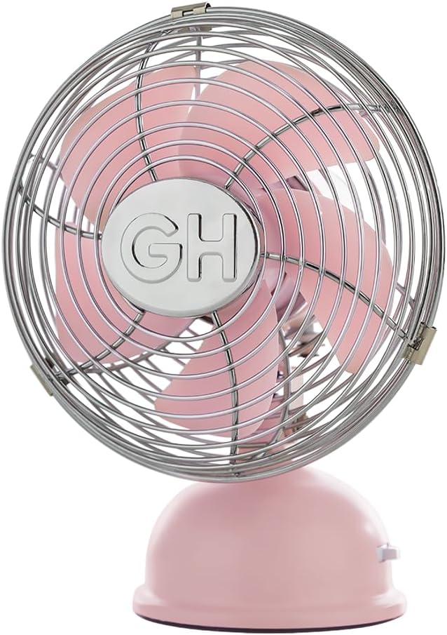 Good Housekeeping 5" All-Metal (92526) USB Desktop Laptop Nightstand Fan with Oscillation (Pink)