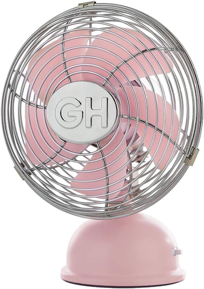 Good Housekeeping 5" All-Metal (92526) USB Desktop Laptop Nightstand Fan with Oscillation (Pink)