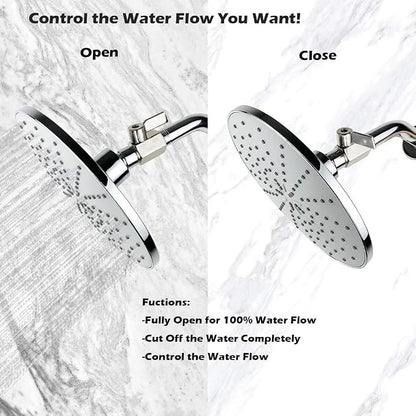 Showerhead Shut Off Valve with Stainless Handle, 304 Stainless Steel Mini Ball Valve(1/2" Female X Male) NPT Thread, Water Flow Control Valve Regulator Chrome, Shower Head Flow Control Valve