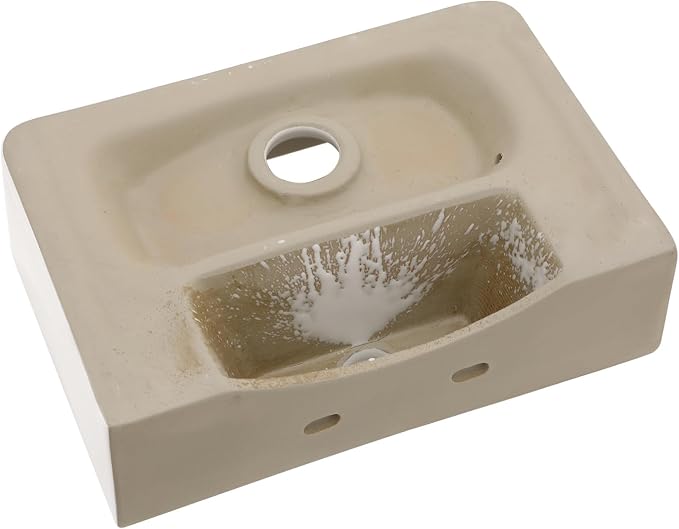 Floating Bathroom Sink Wall Mounted - Rectangle Vessel Sink 14" x 10" Small Modern Bathroom Wall Hung Sink White Porcelain Ceramic Vessel Vanity Sinks with Faucet Hole