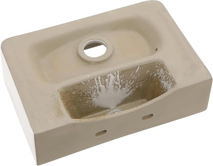 Floating Bathroom Sink Wall Mounted - Rectangle Vessel Sink 14" x 10" Small Modern Bathroom Wall Hung Sink White Porcelain Ceramic Vessel Vanity Sinks with Faucet Hole