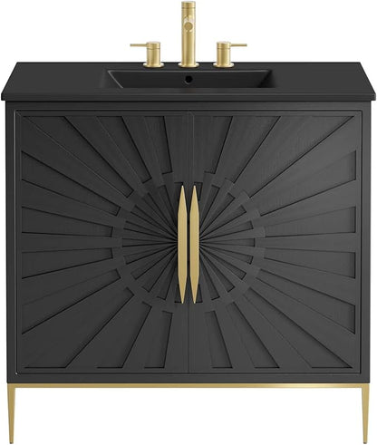 Modway Awaken Bathroom Vanity Cabinet, 36", Black Black