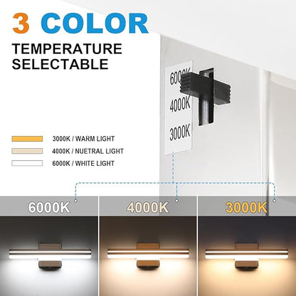 SineRise LED Modern Bathroom Vanity Light Fixtures (16-Inch, 3000K/4000K/6000K, Dimmable), Chrome Modern Acrylic Bathroom Wall Lighting Fixtures Over Mirror