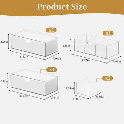 3 Tier Medicine Cabinet Organizer and Storage,Stackable Bathroom Medicine Organizer with Removable Dividers, Plastic Vanity Storage,White