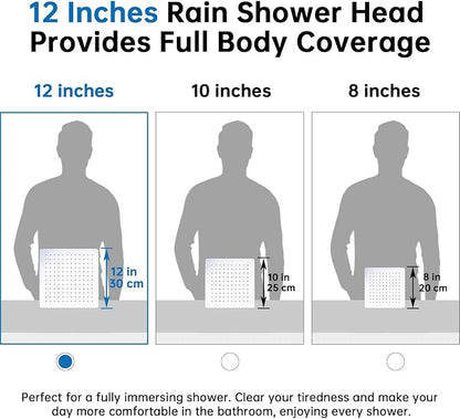 G-Promise 12 Inch All Metal Rain Shower Head with Extension Arm | Built to Last, Rust Resistant, Easy to Install, Adjustable, Full Body Coverage Large Rainfall Shower Head, Daily SPA