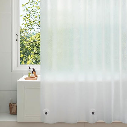 Seenus EVA Frosted Shower Curtain Liner Long 78 Inch, Bpa-Free Waterproof Shower Liner with 3 Extra-Large Magnets, 72'' x 78'' Bathroom 3D Silk Textured Plastic Shower Curtain Translucent for Privacy