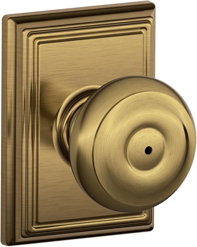 SCHLAGE F40GEO609ADD Addison Collection Georgian Privacy Knob, Antique Brass