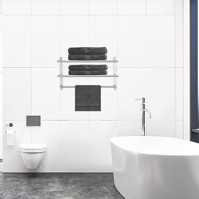LUANT 30 Inch Bathroom Shelf 3-Tier Wall Mounting Rack with Towel Bars, Extra Long