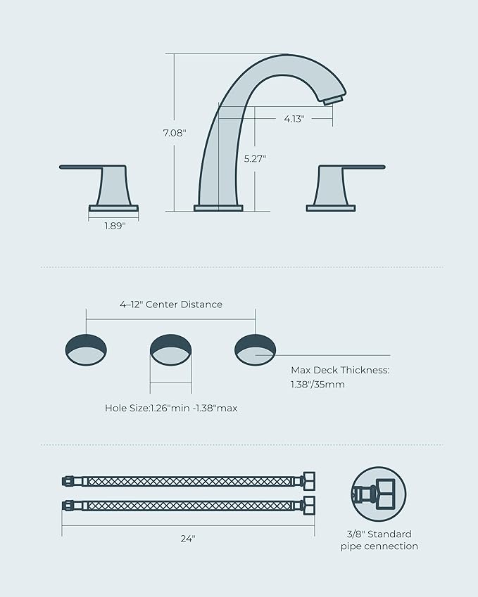 FORIOUS Bathroom Faucets 3 Hole, Brushed Gold Bathroom Sink Faucet for Vanity with Pop-up Drain and Supply Lines, Lead-Free 8 Inch Widespread Faucet for 3 Hole Sink