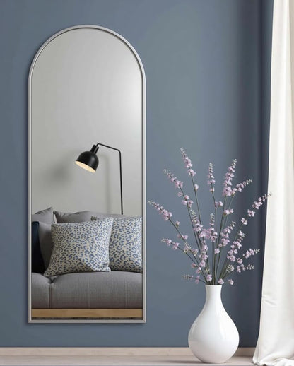 Dewfig Arched Full Length Mirror, 58"X18" Large Full Body Mirror, White | Aluminum Alloy Frame Floor Mirror, HD Shatterproof Tempered Glass, Lean/Stand/Wall for Living Room,Bedroom, Dressing Room
