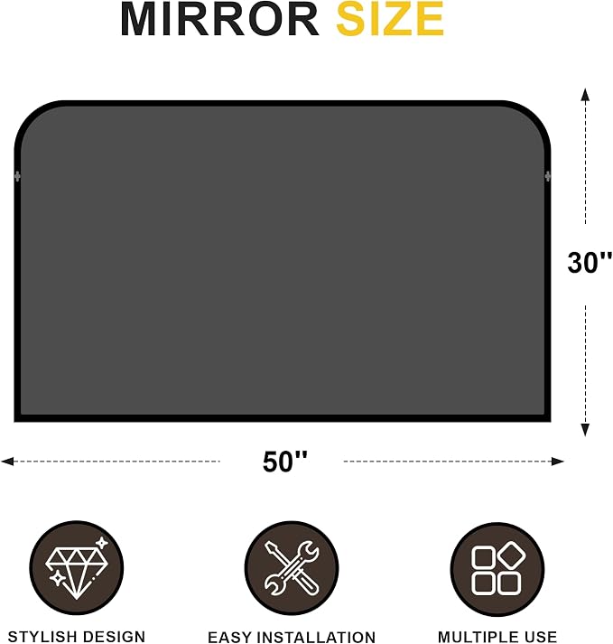 Black Bathroom Vanity Mirror 50x30 Inch, Metal Framed | HD Tempered Glass, Bathroom Mirror for over Sink, Living Room, Bedroom, Entryway, Mantel, Fireplace, Wall Mounted