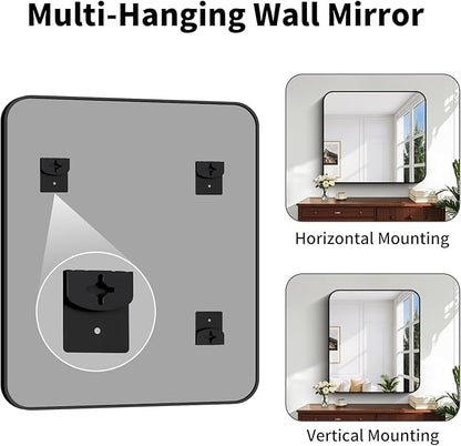 Koonmi Black Framed Bathroom Mirror - 36x40 Inch Shatterproof Tempered Glass Vanity Mirror for Bathroom Sink, Wall Mounted with Matte Aluminum Alloy Frame, No Distortion, Modern Decor