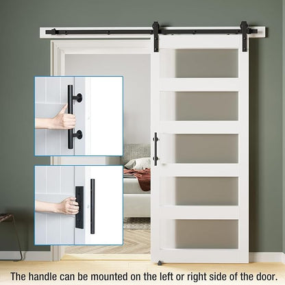 36in x 80in 5-Panel Sliding Glass Barn Door with 4ft Hardware Kit | Easy Assembly with Pre-Drilled Holes, Waterproof, Frosted Glass for Bathroom-Fit Max Opening 34in x 78in