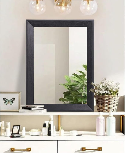 AAZZKANG Black Mirrors for Wall Rectangle Wood Framed Large 28"x20" Decorative Wall Mirror for Bedroom Bathroom Living Room Dressing Room Entryway