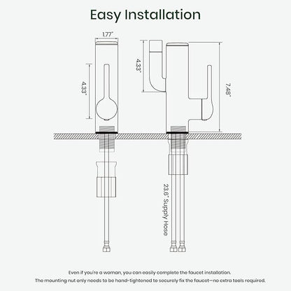 Bathroom Sink Faucet, Cactus-Shaped, Single Hole with Water-Powered 3Colors LED Temperature Display and Adjustable Outlet, 2 Water Flow Modes with Supply Hoses, No Battery, Pink