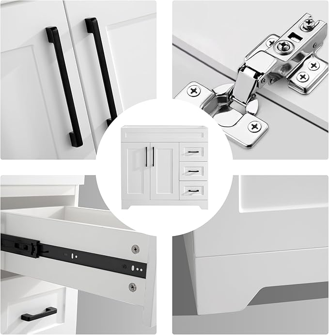 36inch Bathroom Vanity Without Sink,Bathroom Storage Cabinet with 2 Soft Closing Doors & 3 Full Extension Drawers,White