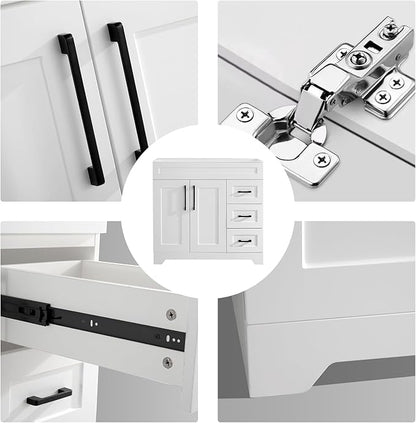 36inch Bathroom Vanity Without Sink,Bathroom Storage Cabinet with 2 Soft Closing Doors & 3 Full Extension Drawers,White