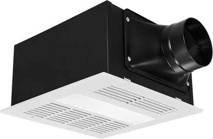 VEVOR Bathroom Exhaust Fan with Light and Heater, 80-90-110 CFM 1500W Bathroom Vent, 1.5 Sones Low-Noise, Premium DC Motor Ceiling Fan for Laundry Room, Storage Room, Home Ventilation, White