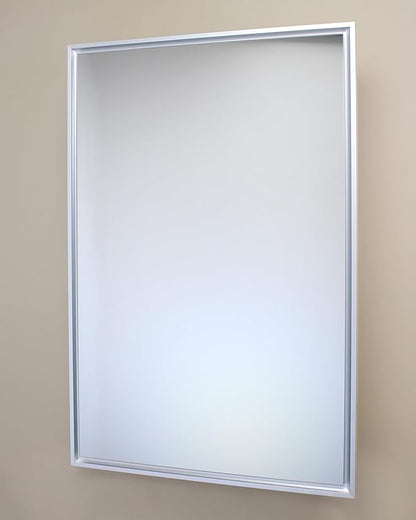Fox Hollow Furnishings 20x30 Parker Metro Metal Framed Rectangle Recessed Bathroom Medicine Cabinet, Floating Mirror, 14x24 in-Wall Opening, Adjustable Glass Shelves, Magnet Close, Brushed Nickel