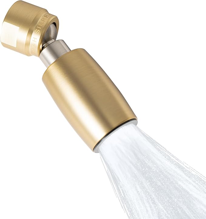 High Sierra® - CLASSIC™ Solid Lead-Free Metal 1.5 GPM Award Winning. Ultra Low Flow Shower Head. Patented Nozzle Never Clogs - Brushed Gold Finish