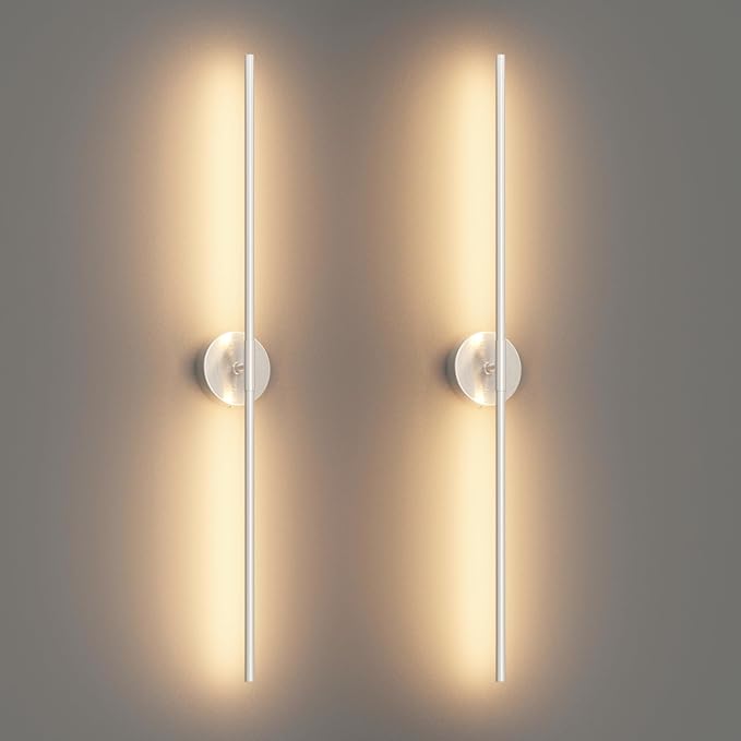 Hardwired Wall Sconces Set of Two,40In Sand Nickel Linear Bathroom Sconce 360° Rotate Modern Vanity Light Bar 3000K for Bedroom Living Room