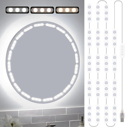 Bairth LED Vanity Lights for Mirror, 16ft Makeup Strip Light 3/4 / 6000K | 10 Level Brightness Adjustable, USB Cable, Hollywood Mirror Light Stick-On for Makeup Dressing Room Bathroom Bedroom
