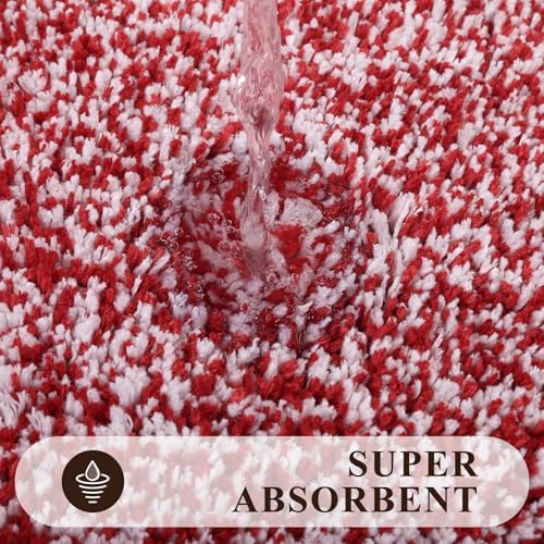 Pauwer 3 Piece Bathroom Rug Set, Non Slip Washable Bath Mat, Red