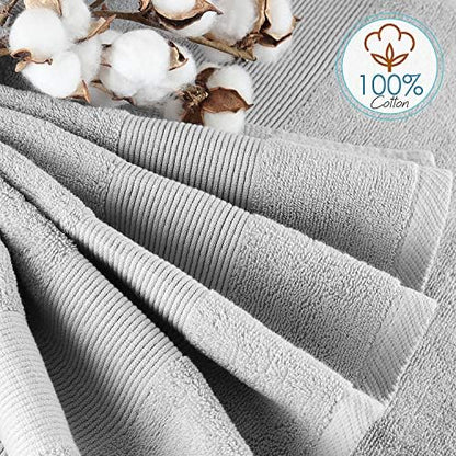 Hearth & Harbor Bath Towels for Bathroom - 100% Ring Spun Cotton Luxury Bathroom Towels - Ultra Soft & Highly Absorbent, Bath Towels Set of 10 - Silver Gray