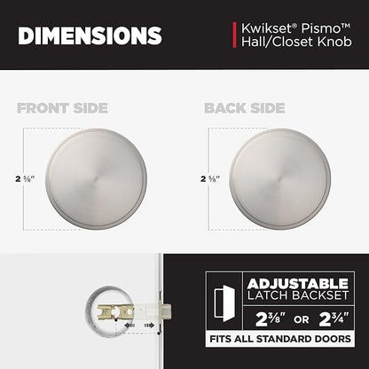 Kwikset Pismo Interior Passage Door Knob, Handle for Closet and Hallway Doors, Non-Locking Doorknob in Satin Nickel, with Microban Protection (Pack of 10)