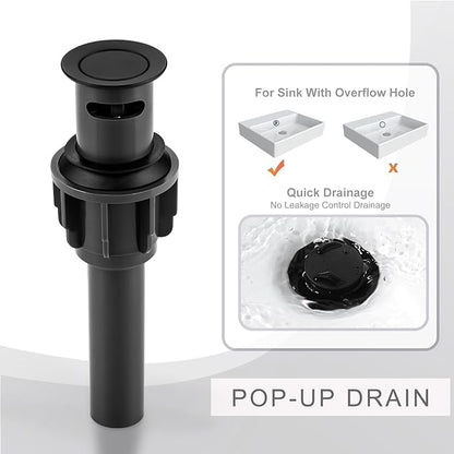 Widespread Bathroom Sink Faucet, ALEASHA Matte Black Bathroom Faucet with Pop Up Drain, Washroom Sink Faucets 3 Holes for RV/Vanity Camper, 304 Stainless Steel Tap with Lead-Free Supply Lines
