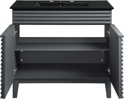 Modway Render 36" Bathroom Vanity in Gray Black