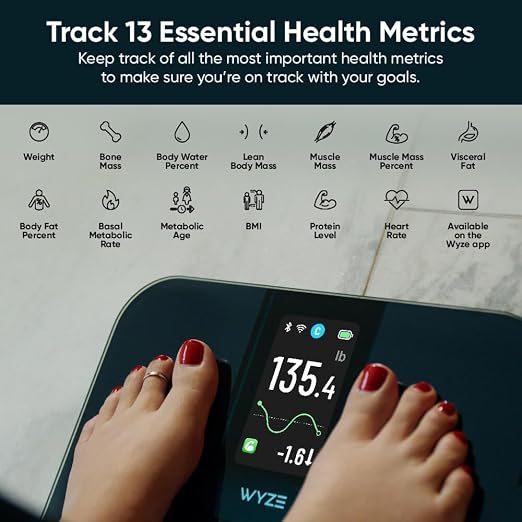 Wyze Smart Scale Ultra with 4.3" Color Display | Wi-Fi & Bluetooth Sync, Customizable Screen, Tracks 13 metrics, Heart Rate Tracking, Baby/Pet/Luggage Mode