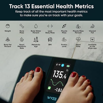 Wyze Smart Scale Ultra with 4.3" Color Display | Wi-Fi & Bluetooth Sync, Customizable Screen, Tracks 13 metrics, Heart Rate Tracking, Baby/Pet/Luggage Mode
