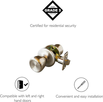 Design House 190723 Terrace 6-Way Universal Privacy Door Knob, Satin Nickel, Piece (Pack of 2)