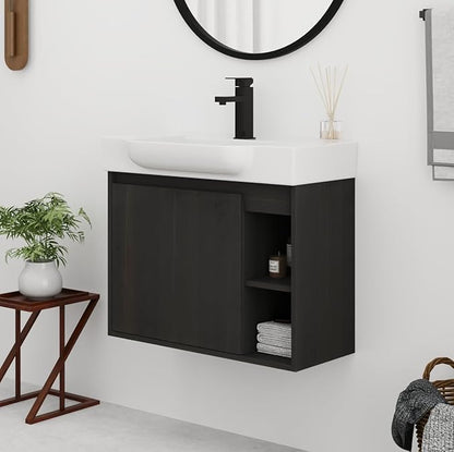 28" Floating Bathroom Vanity with Sink Combo,28 Inch Floating Vanity,Modern Single Sink Bathroom Vanity Combo,Black Wall Mounted Cabinet Set