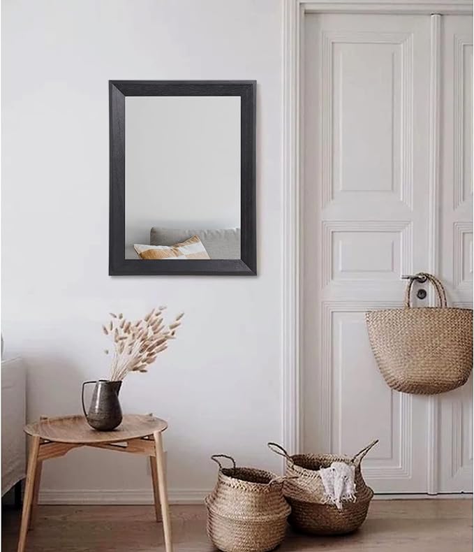 AAZZKANG Black Mirrors for Wall Rectangle Wood Framed Large | Decorative Wall Mirror 20"x16" for Bedroom Bathroom Living Room Dressing Room Entryway