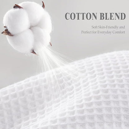 Waffle Weave Shower Curtain - White Cotton Fabric Texture Heavyweight Shower Curtains for Bathroom,Washable,72Wx72L