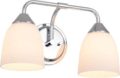 Chrome 2-Light Traditional Bathroom Vanity Light Fixtures Over Mirror, Modern Vanity Lights for Living Room, Standard E26 Base, Chrome