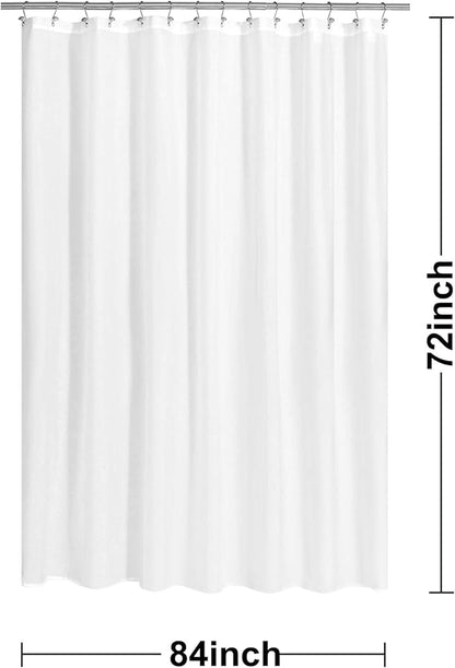 N&Y HOME 84 inch Extra Wide Fabric Shower Curtain or Liner, Hotel Quality, Washable, Water Repellent Bathroom Curtains with Grommets, White, 84x72 inches