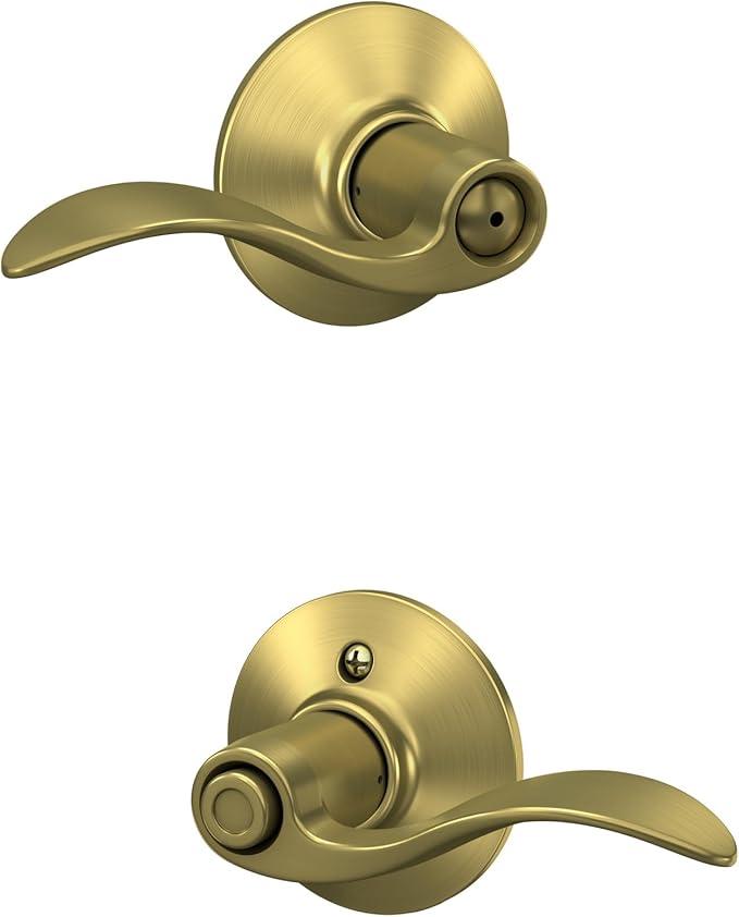 Schlage F40 ACC 608 Accent Door Lever, Bed & Bath Privacy Lock, Satin Brass