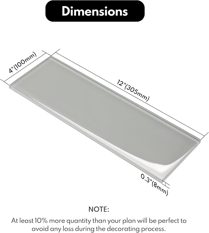 Warm Grey Glass Subway Tile, Glass for Bathroom Kitchen Shower Backsplash Wall, 4 x 12 Inches, 4 Sq.Ft.