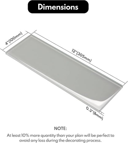 Warm Grey Glass Subway Tile, Glass for Bathroom Kitchen Shower Backsplash Wall, 4 x 12 Inches, 4 Sq.Ft.