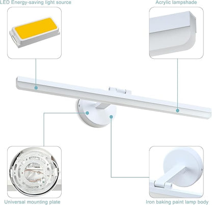 Matte White Bathroom Vanity Light Fixtures Over Mirror 24inch Rotatable Modern LED Vanity Lights Modern Wall Sconce (White Light 6000K)
