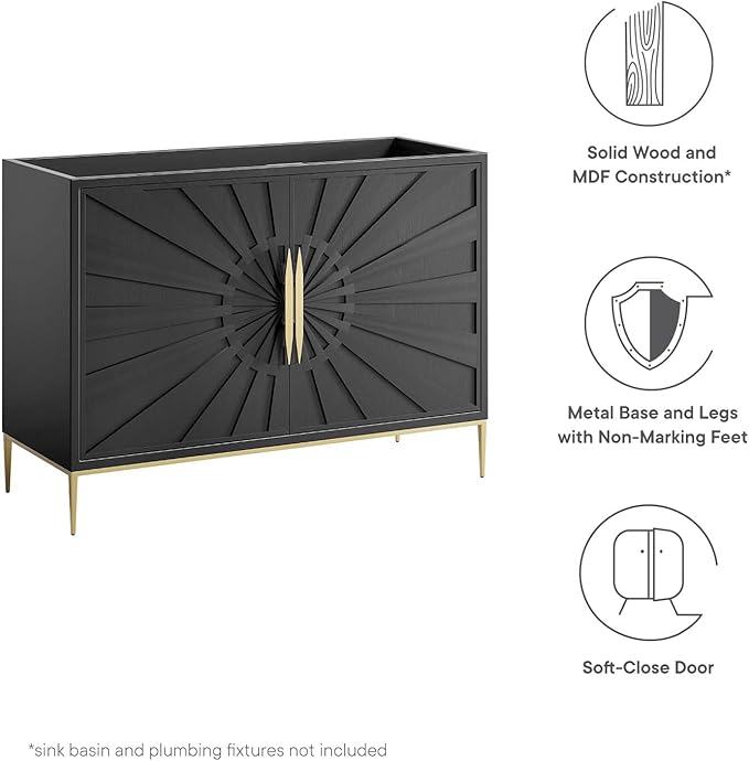 Modway Awaken Bathroom Vanity Cabinet, 48", Black